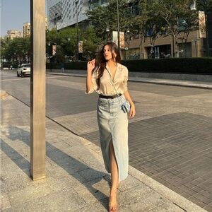 ZARA NWT TRF LONG DENIM SKIRT